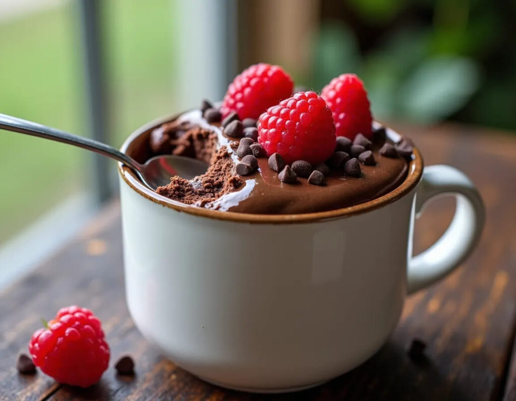 Vegan Chocolate Raspberry Mug Cake