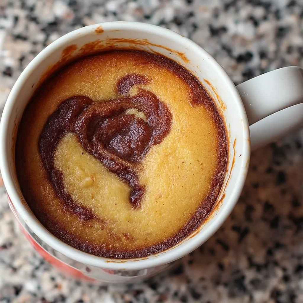 marble mug cake top view