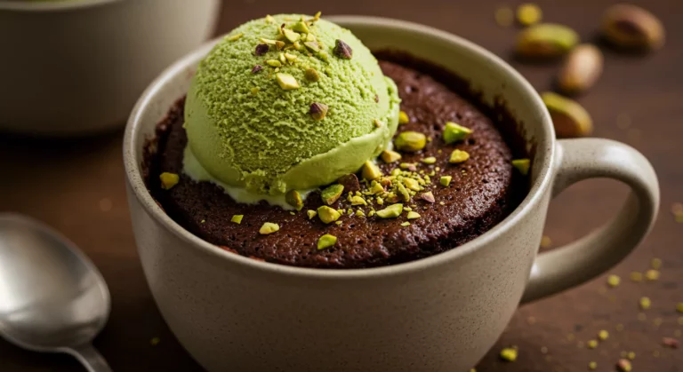 chocolate pistachio mug cake