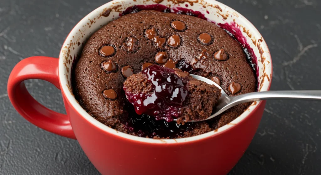 Chocolate Blueberry Jam Mug Cake
