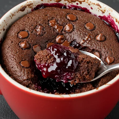 Chocolate Blueberry Jam Mug Cake