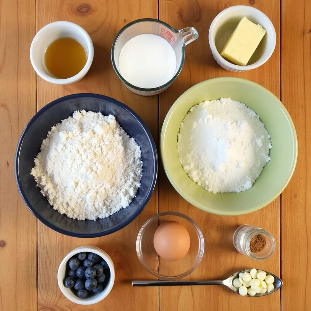 Ingredients for Blueberry White Chocolate Mug Cake