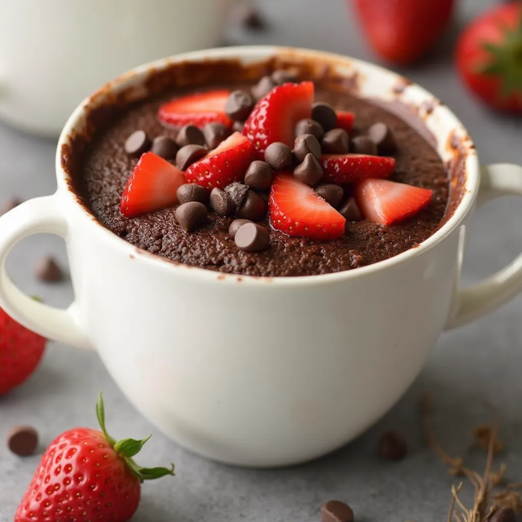 Chocolate Covered Strawberry Cake in a Mug