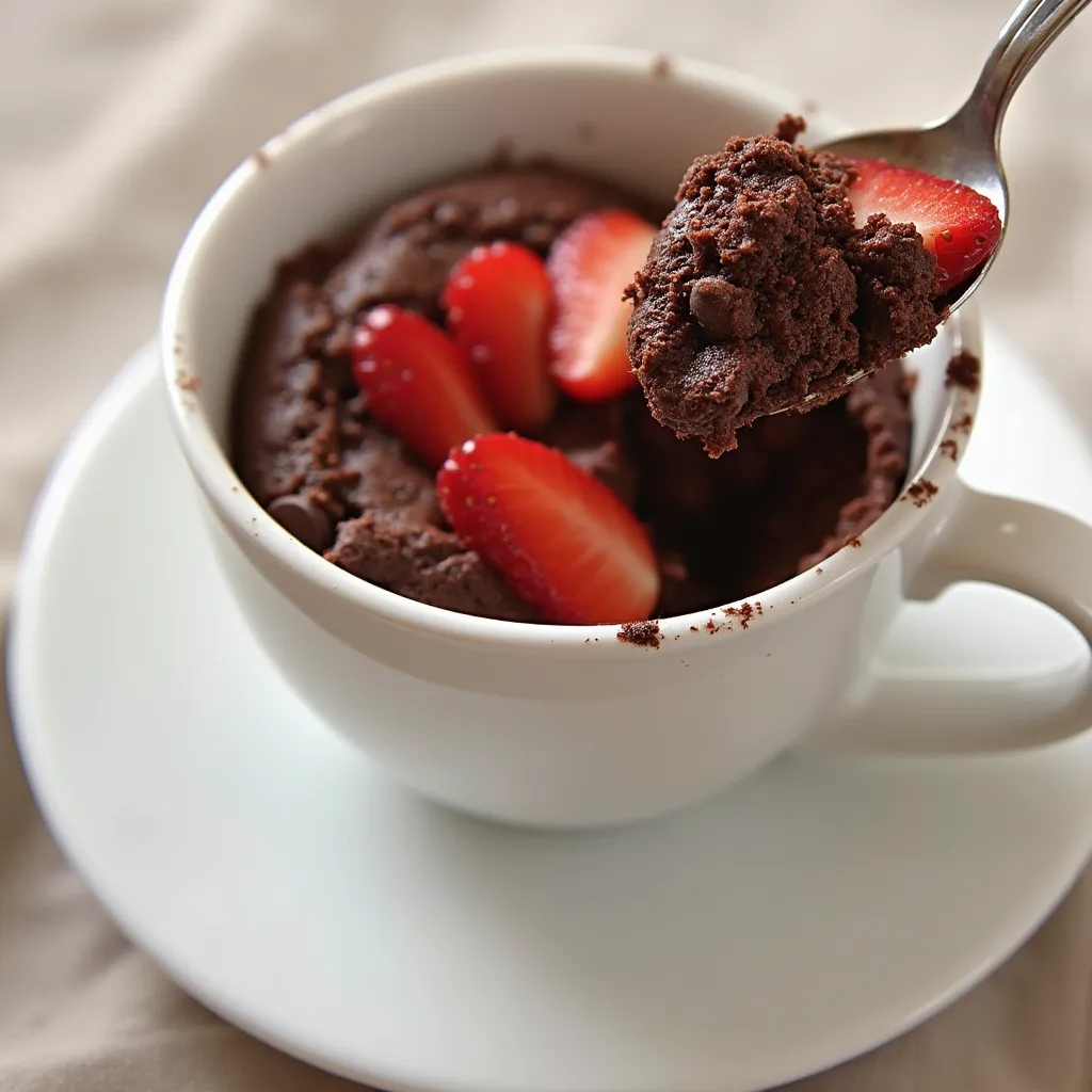 Easy Chocolate Covered Strawberry Mug Cake
