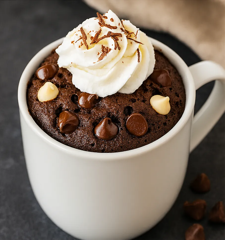 Easy Triple Chocolate Mousse Microwave Mug Cake