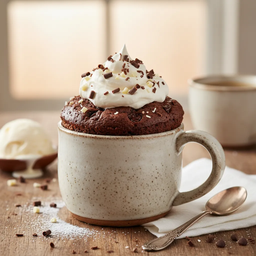 Triple Chocolate Mousse Microwave Mug Cake