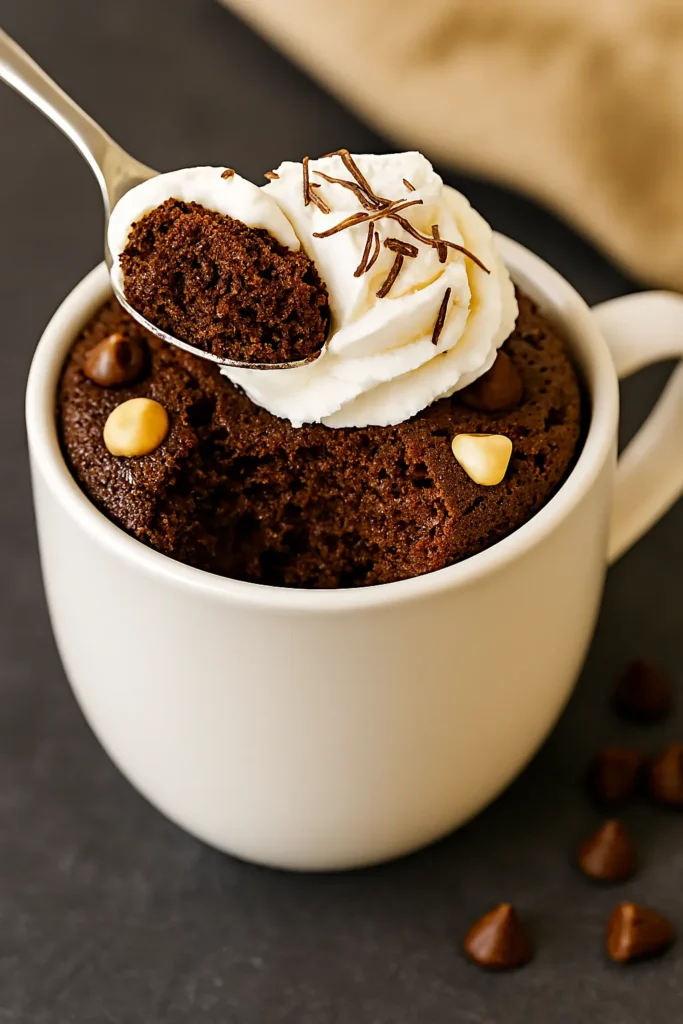 Triple Chocolate Mousse Microwave Mug Cake recipe
