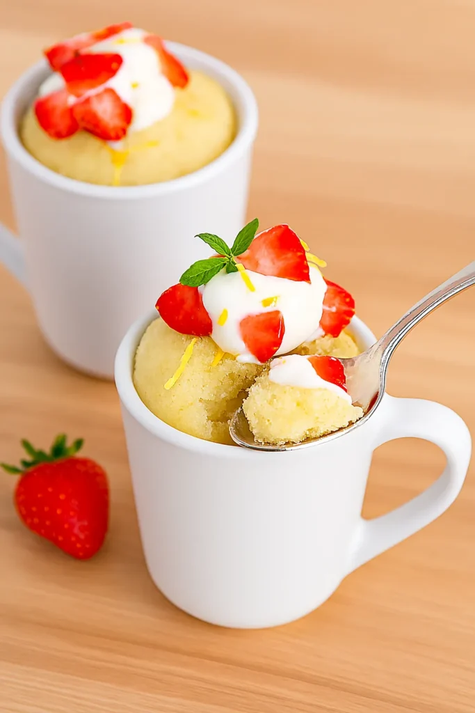 strawberry shortcake mug cake