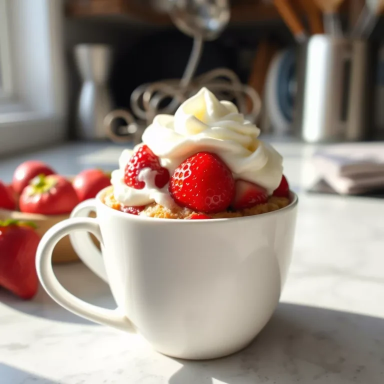 Strawberries Cream Mug Cake