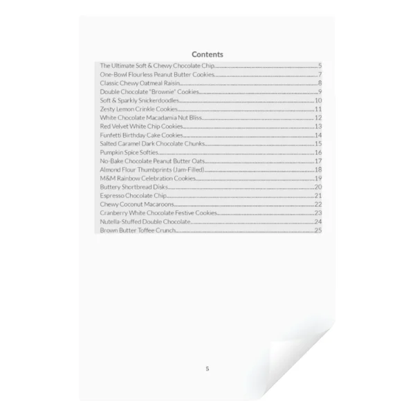 Simple Yummy Cookies e-book contents Simple Yummy Cookies e-book contents