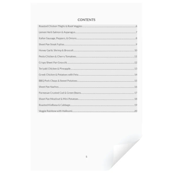 Simple Yummy Sheet Pan - ebook contents Simple Yummy Sheet Pan - ebook contents