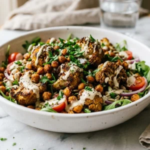 Roasted Cauliflower Salad with Tahini Dressing