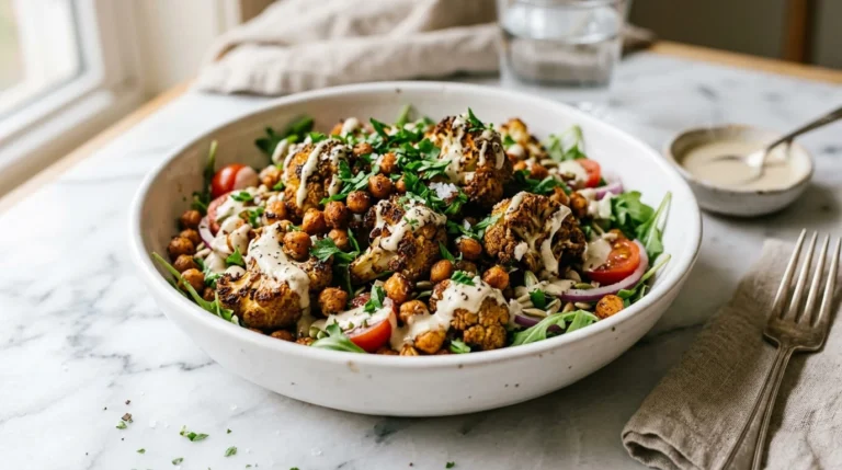 Roasted Cauliflower Salad with Tahini Dressing