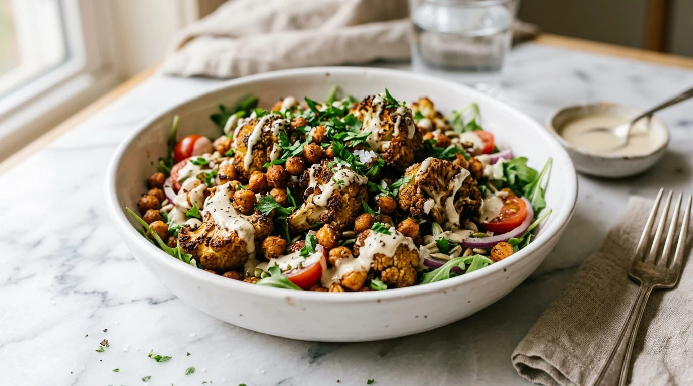Roasted Cauliflower Salad with Tahini Dressing