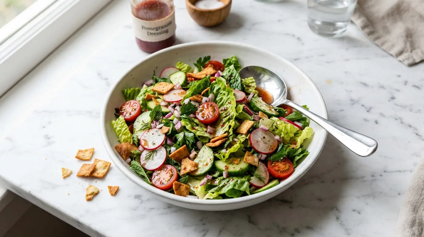 Traditional Fattoush Salad Recipe (Crispy & Zesty)