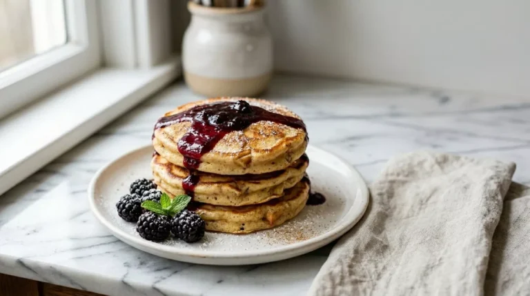 Apple Yoghurt Pancake with Blackberry Sauce