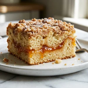 Apricot swirl coffee cake plated