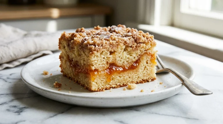 Apricot swirl coffee cake plated