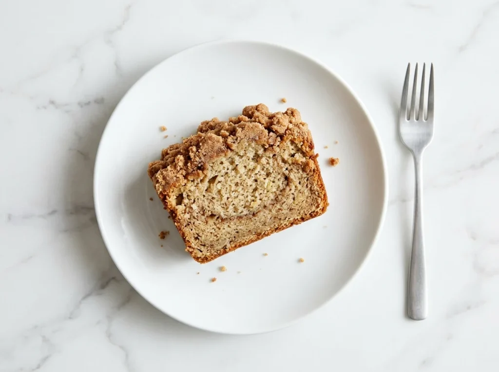 Banana coffee cake on plate