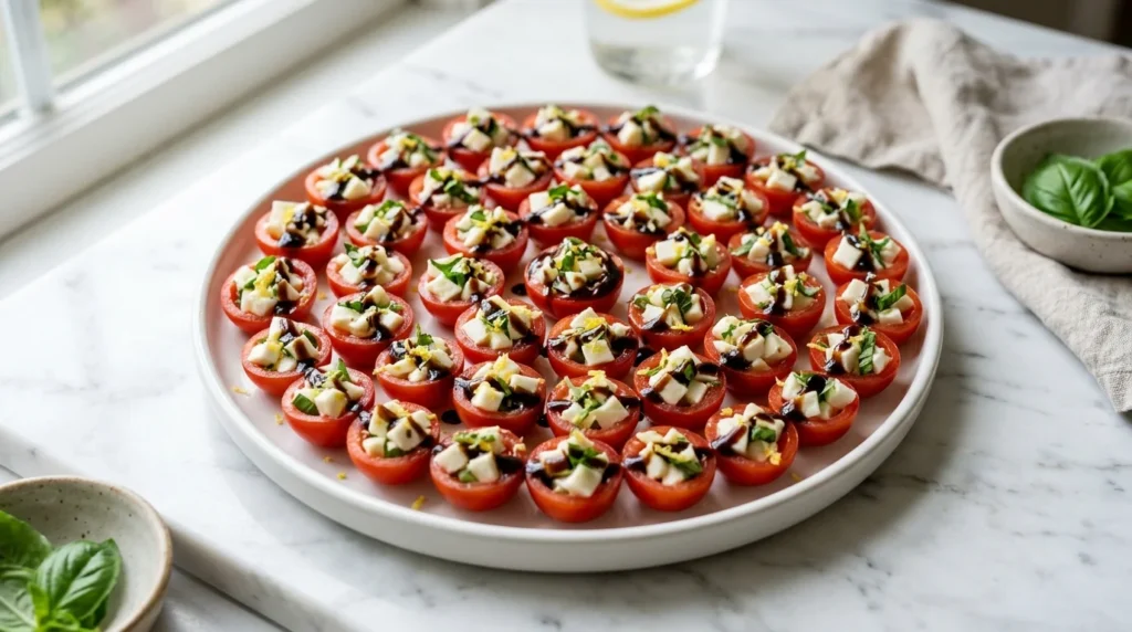 Bite-Sized Caprese Stuffed Cherry Tomatoes