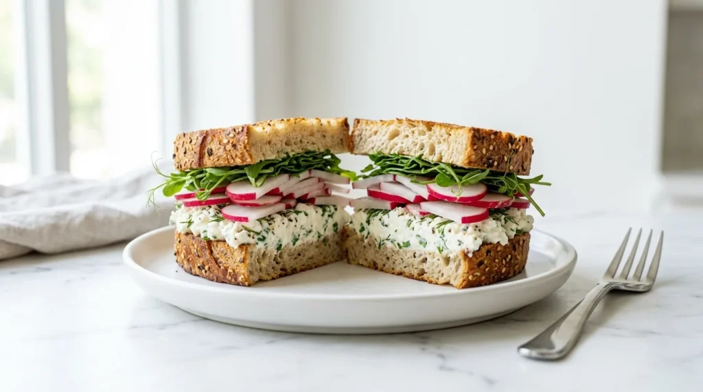 Cottage Cheese and Radish Sandwich with Chives recipe