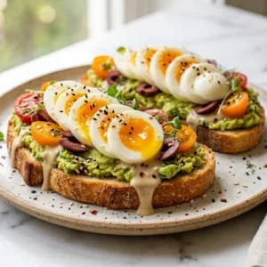 Creamy Avocado and Egg Toast with Tahini Drizzle