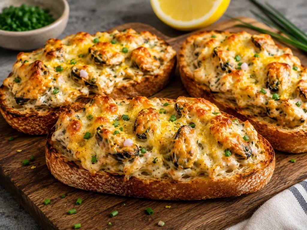 Creamy Mussel Open Ciabatta Sandwiches