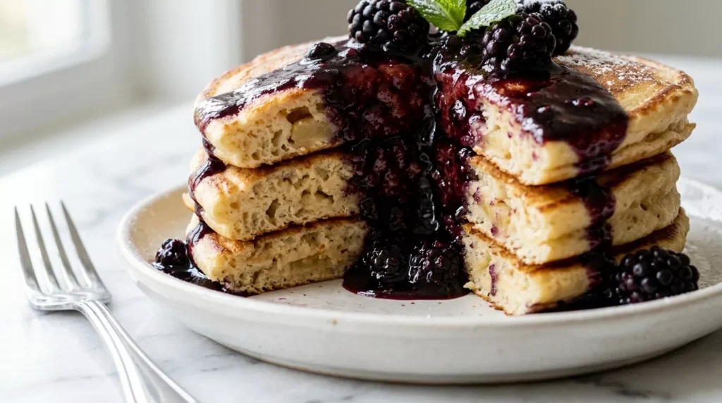 Easy Apple Yoghurt Pancake with Blackberry Sauce