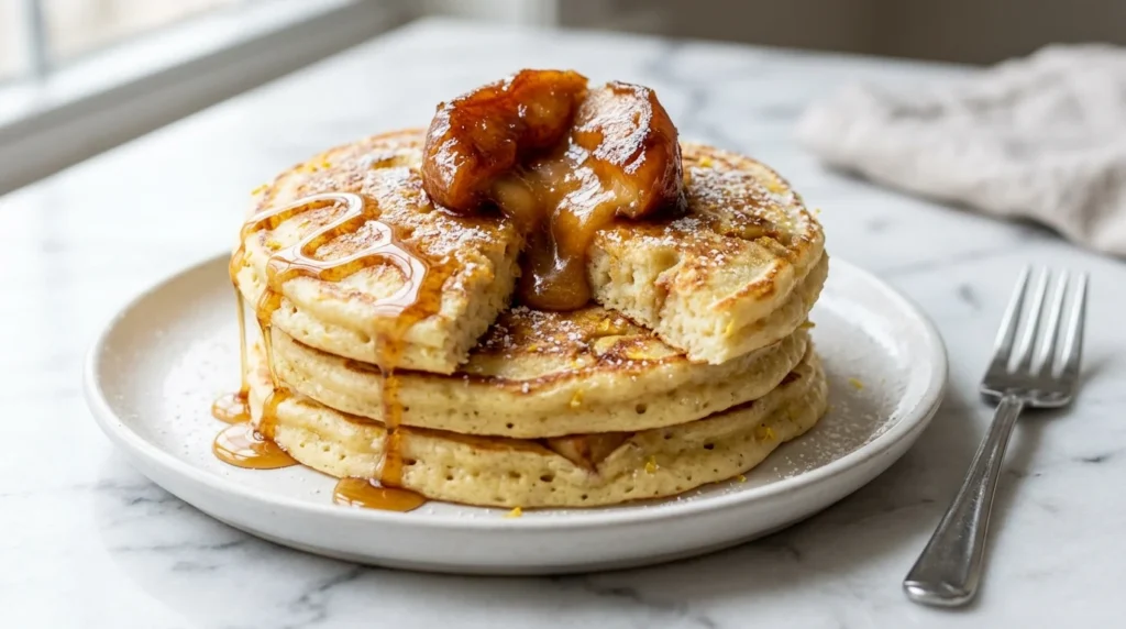 Easy Lemon-Ricotta Pancakes with Caramelized Apples