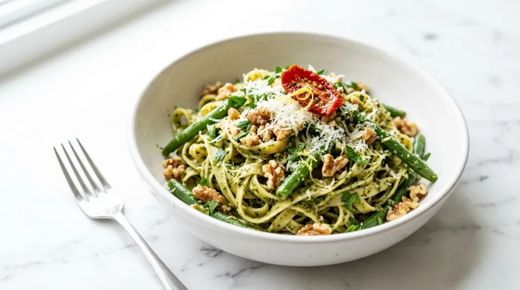 Green Bean Pesto Fettuccine