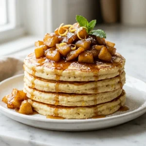 Lemon-Ricotta Pancakes with Caramelized Apples