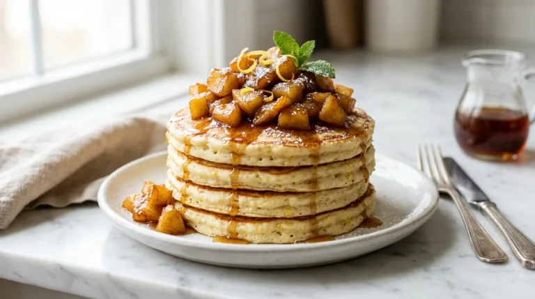 Lemon-Ricotta Pancakes with Caramelized Apples