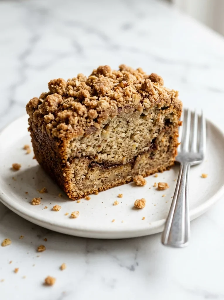 Piece of a Banana coffee cake on plate