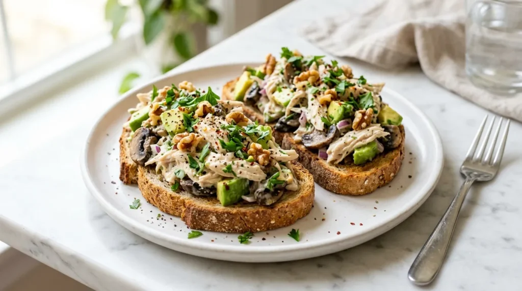 Savory Chicken and Mushroom Open-Faced Toasts