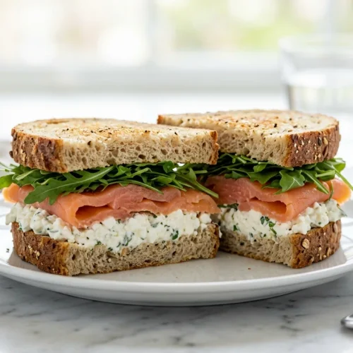 Smoked Salmon Cottage Cheese and Arugula Sandwich Recipe