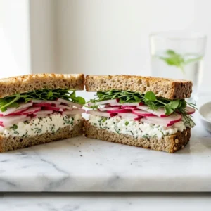 Cottage Cheese and Radish Sandwich with Chives