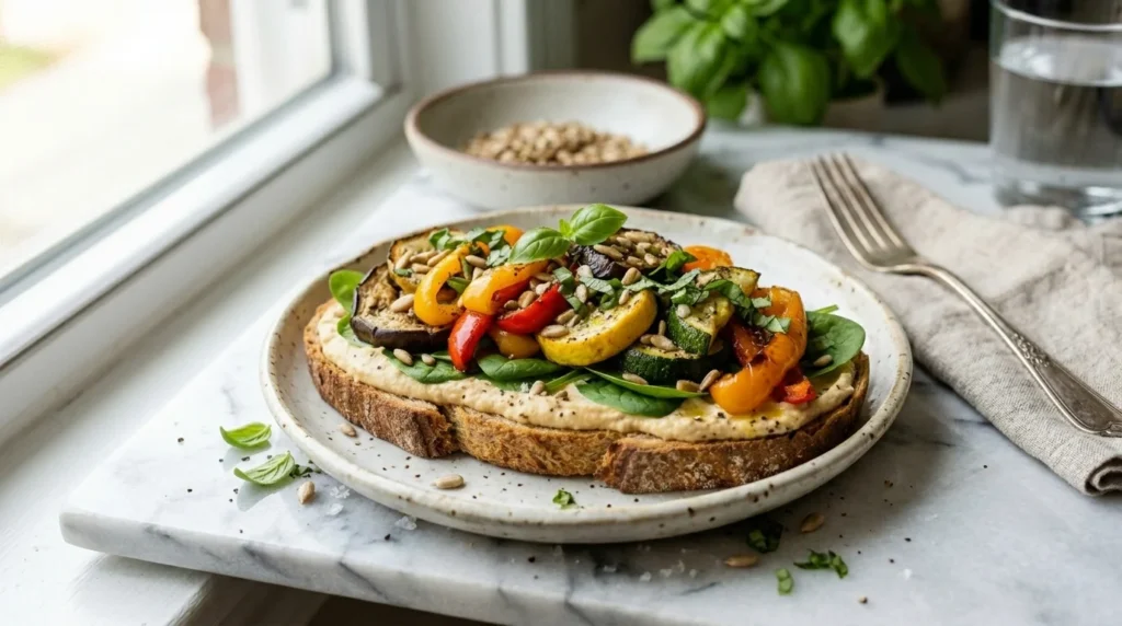 easy Hummus Sandwiches with Roasted Veggies