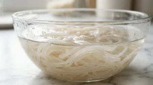 Carrot Cabbage Chicken Skillet 1 Soaking Rice Noodles