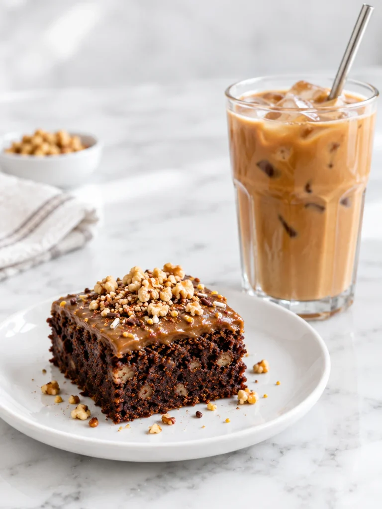 Coffee Brownies and Iced Latte