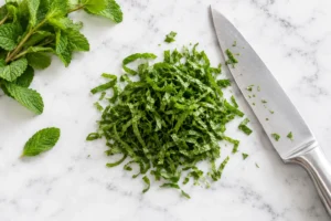Fresh Mint Chiffonade and Chef’s Knife
