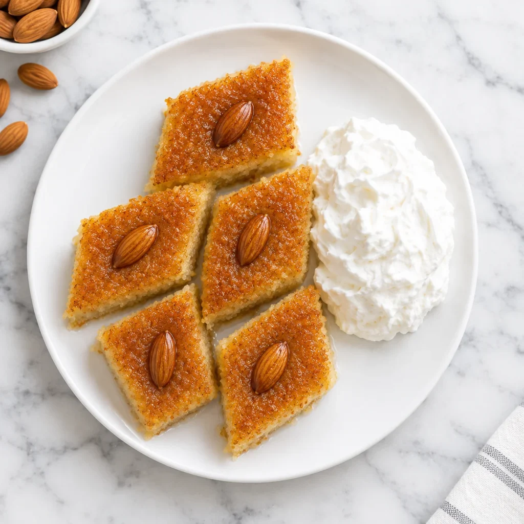 Golden Almond Semolina Cake Plate