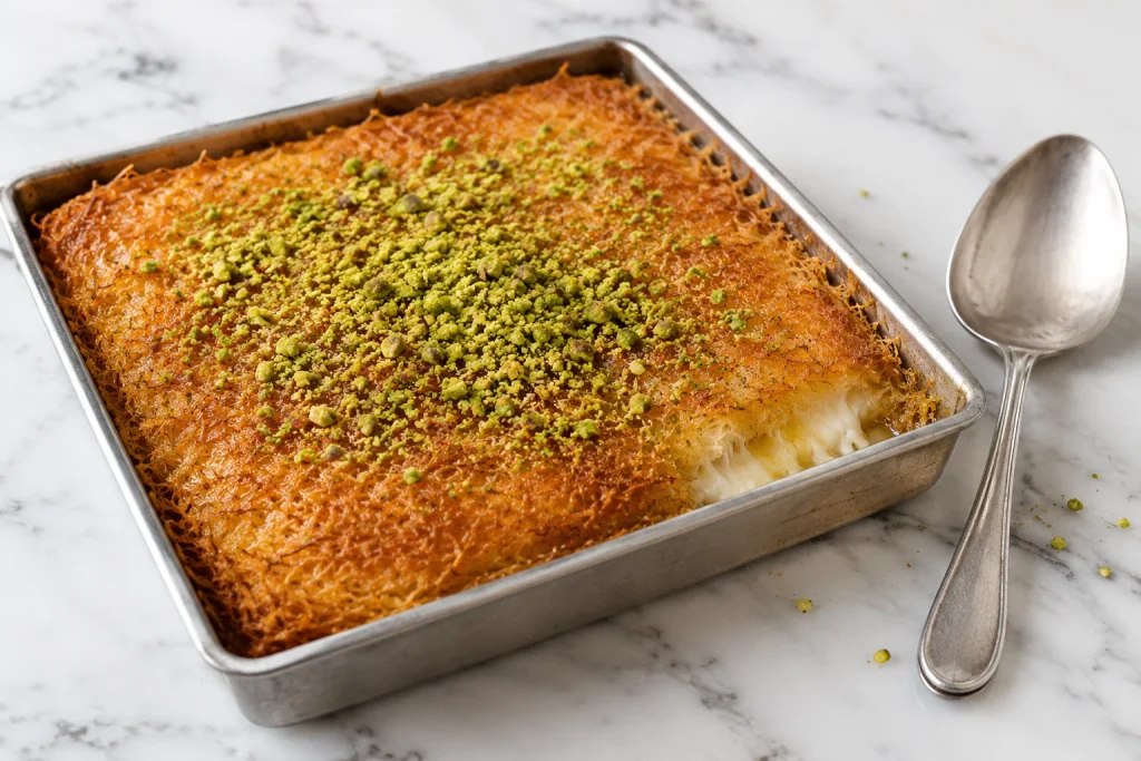 Golden Kunafa with Pistachios and Cheese