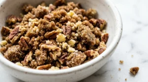 Pecan crumble in bowl