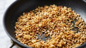 Toasting ramen noodles and seeds