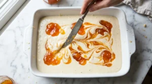 marbling technique for the apricot jam swirl